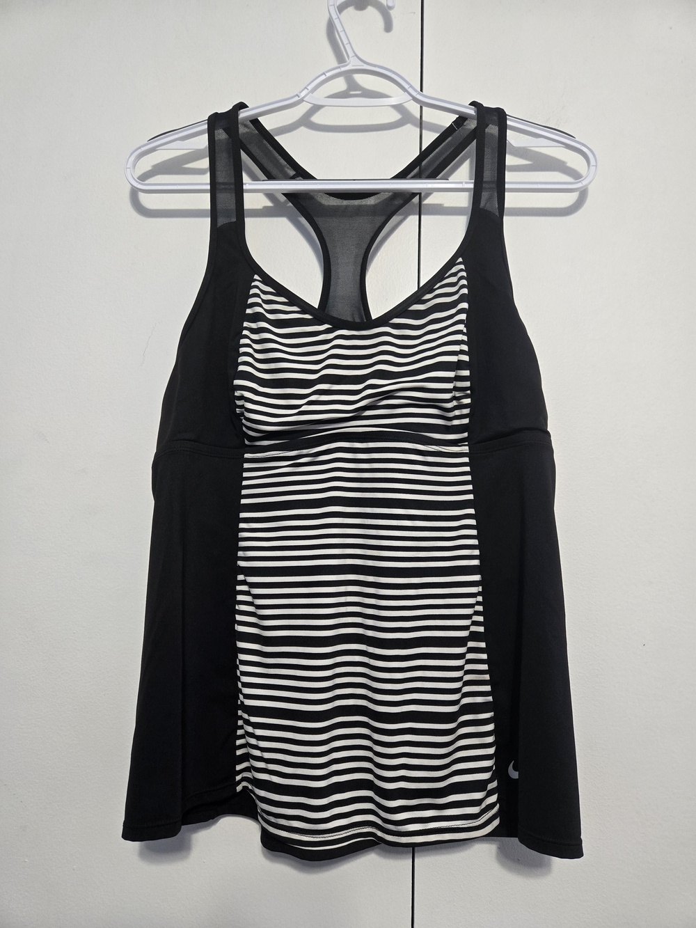 Nike Dri-FIT Striped Racerback Tank Top Large Black White‎ Athletic